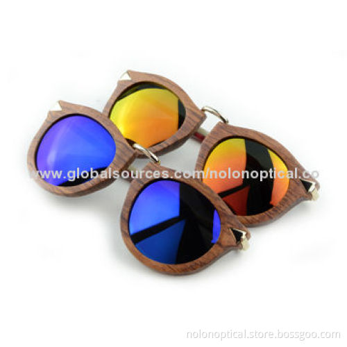 Rosewood sunglasses with metal temple and coating lens, CE/FDA